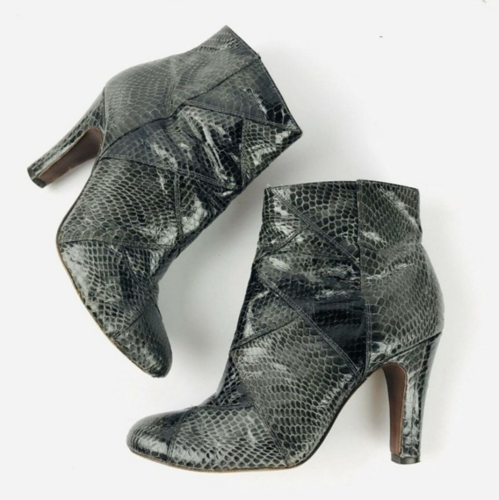 Frye Gray Snakeskin Ankle Boots - 7